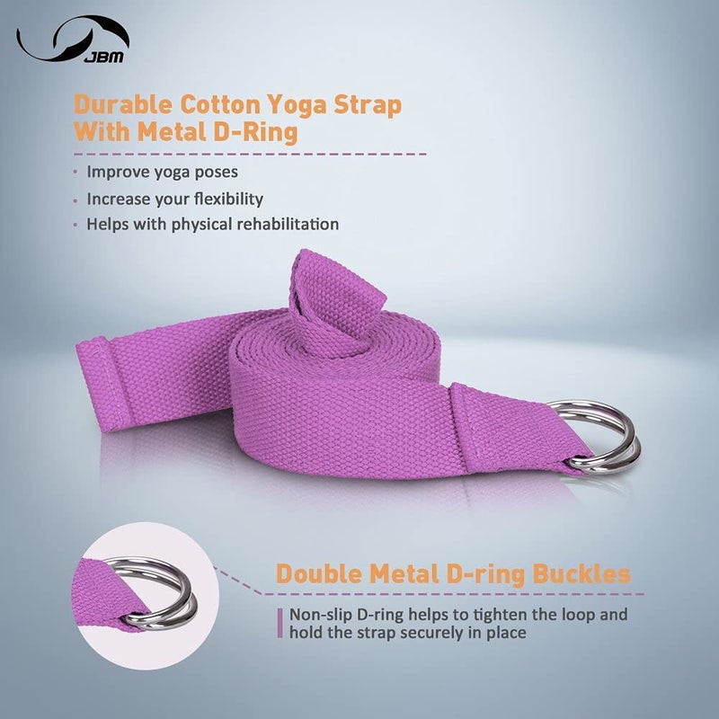 JBM Yoga Block 2 Pack Plus Strap - Cork and High Density EVA Foam Brick in 6 Colors - Lightweight, Odor-Resistant, Moisture-Proof With Metal D-Ring to Support and Deepen Poses - Image 4